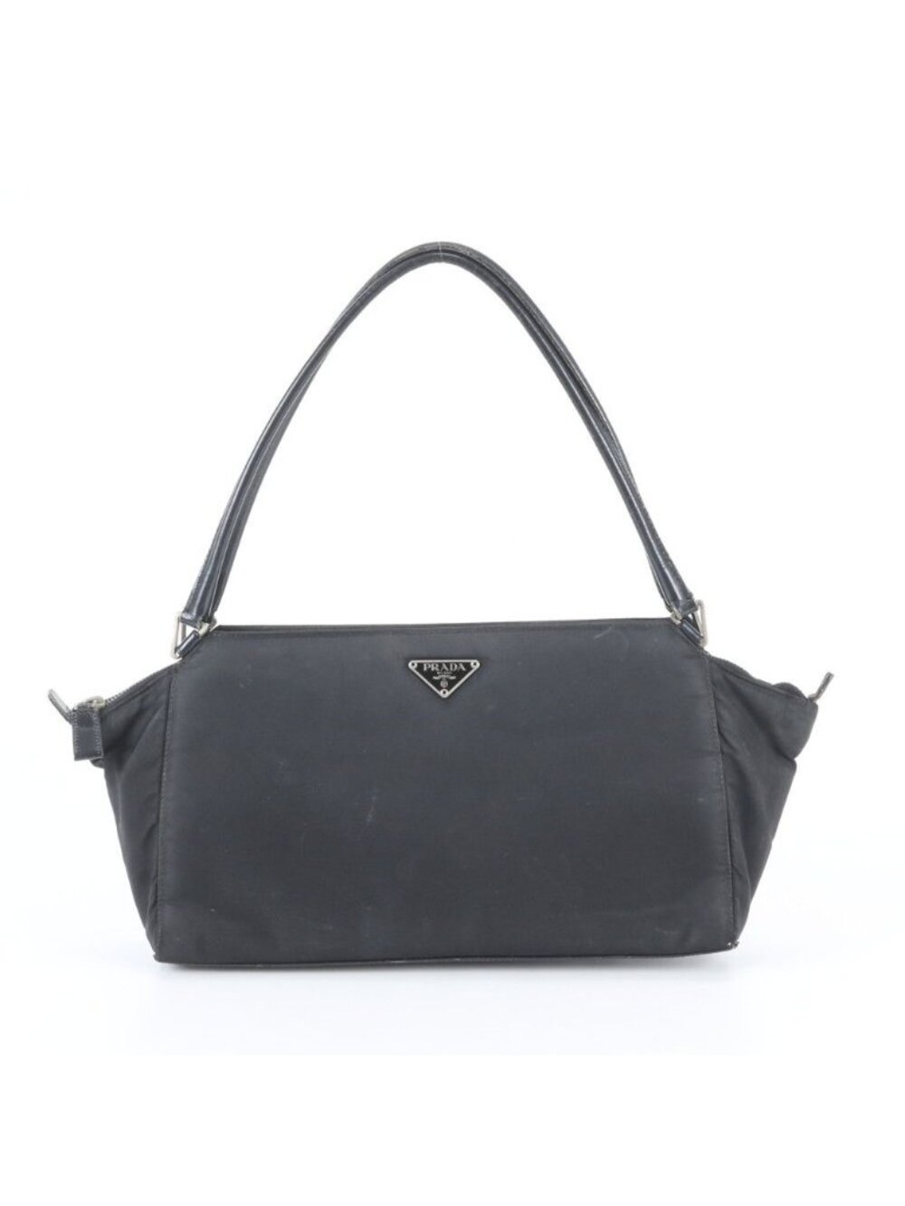Prada White Tag Tessuto Nylon Triangle Logo Leather Tote